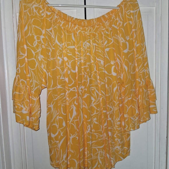 Rafaella Tops - Rafaella Yellow Floral Blouse